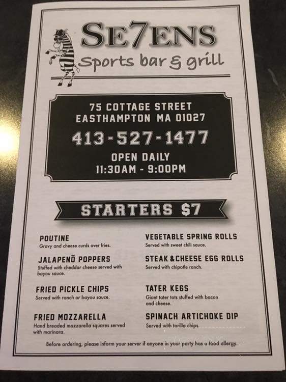 Se7ens Sports Bar & Grill - Easthampton, MA menu_pic