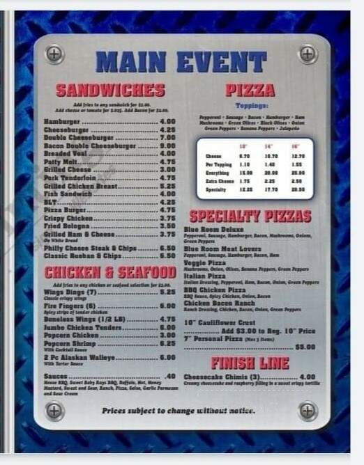 Blue Room - Kirby, OH menu_pic