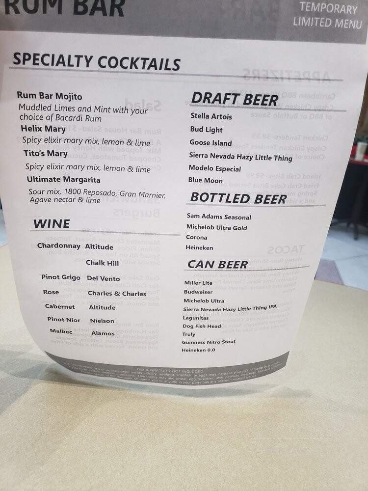Original Rum Bar and Grill - Charlotte, NC menu_pic