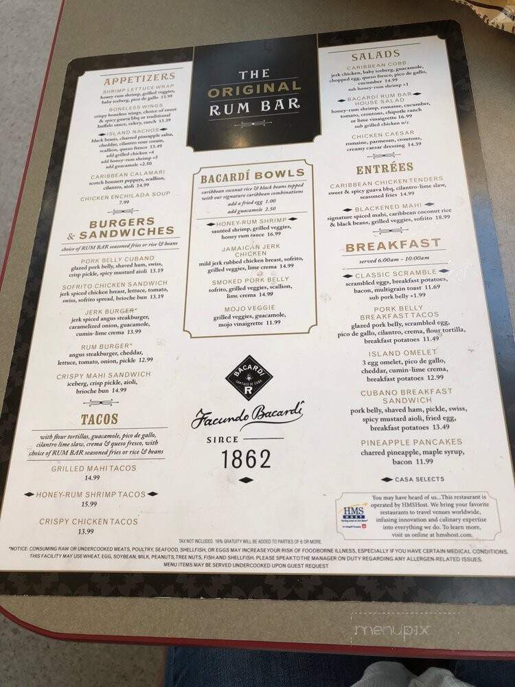 Original Rum Bar and Grill - Charlotte, NC menu_pic