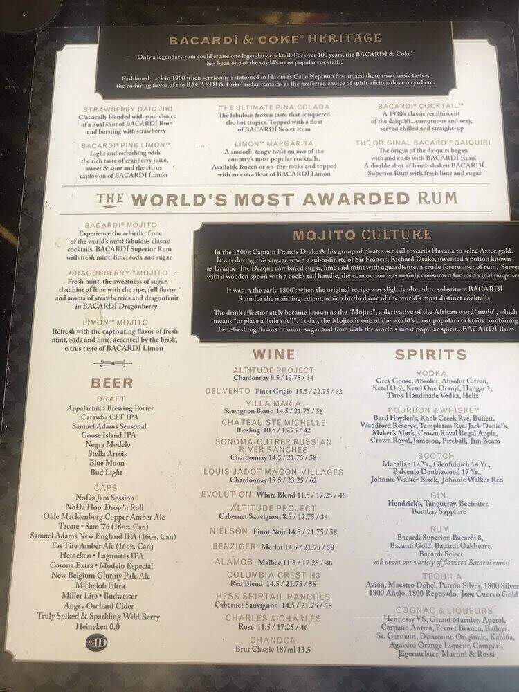 Original Rum Bar and Grill - Charlotte, NC menu_pic
