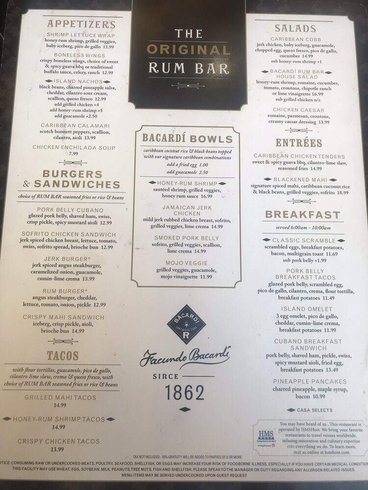 Original Rum Bar and Grill - Charlotte, NC menu_pic
