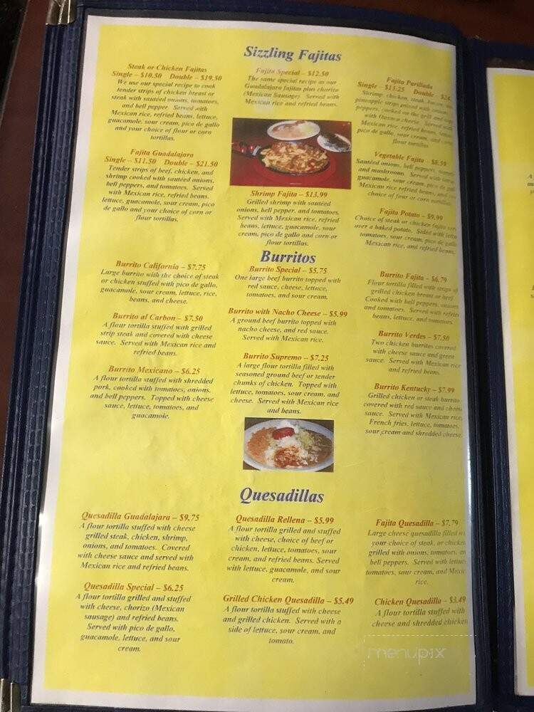 Guadalajara Mexican Restaurant - Paducah, KY menu_pic