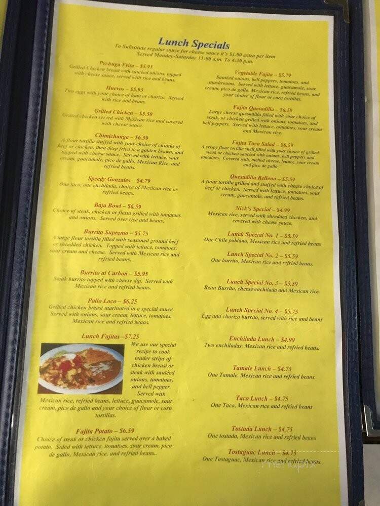 Guadalajara Mexican Restaurant - Paducah, KY menu_pic