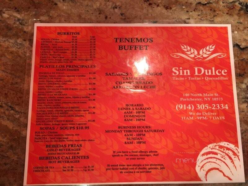 Sin Dulce Bakery - Port Chester, NY menu_pic