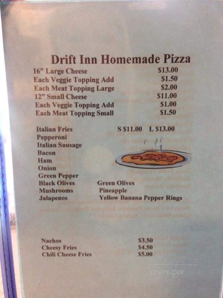 Drift-Inn Bar & Pasty Kitchen - Calumet, MI menu_pic
