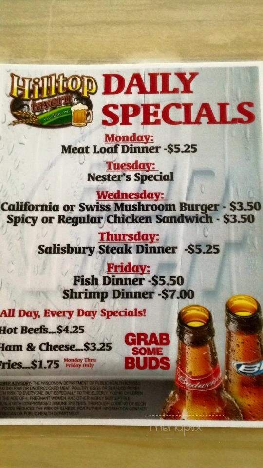 Hoot's Hilltop Tavern - Eau Claire, WI menu_pic