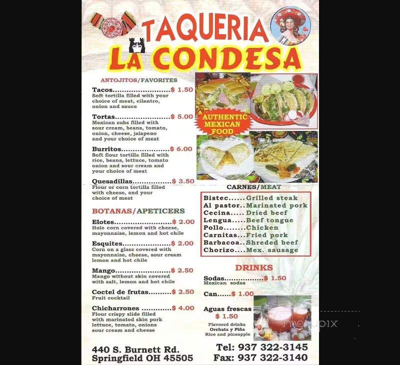 Taqueria La Condesa - Springfield, OH menu_pic
