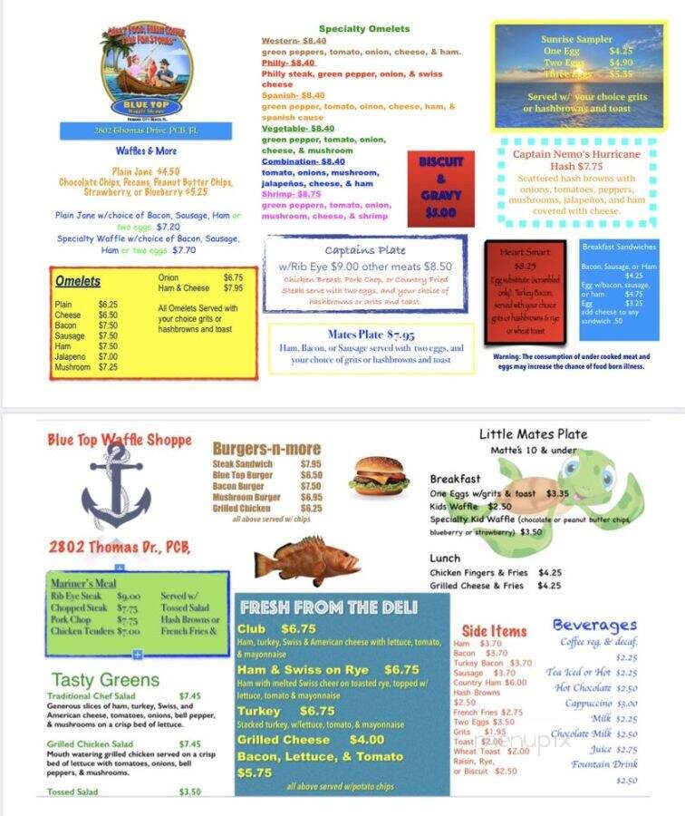 Blue Top Waffle Shoppe - Panama City, FL menu_pic
