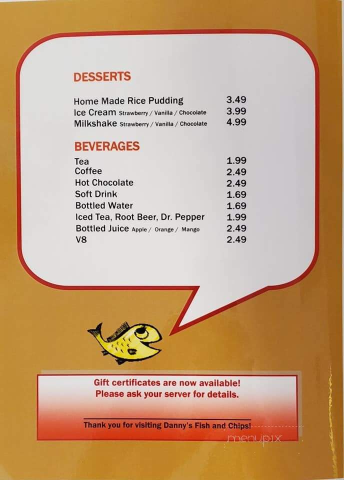 Danny's Fish & Chips - Markham, ON menu_pic