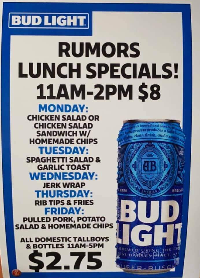 Rumors Bar & Grill - Cedar Rapids, IA menu_pic