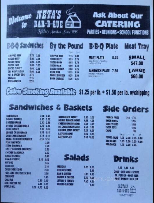 Netas Drive In - Minden, LA menu_pic