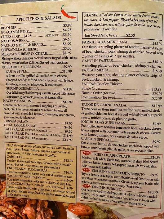 Cancun Mexican Restaurant - Lake Charles, LA menu_pic