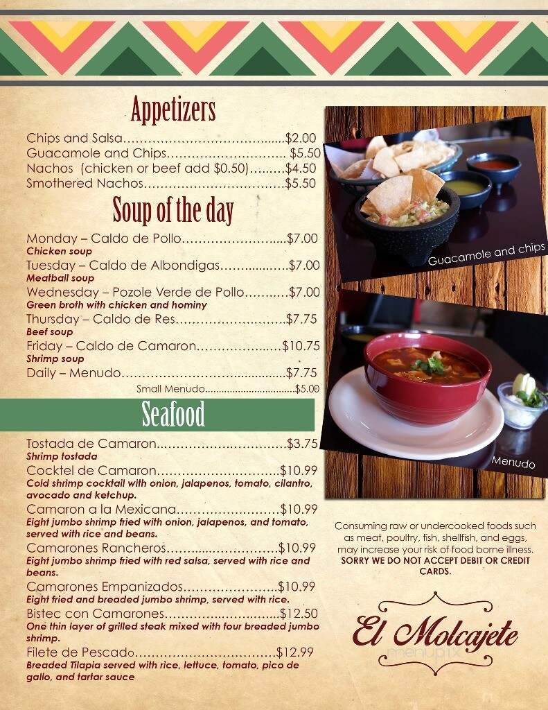 El Molcajete Restaurant - Scottsbluff, NE menu_pic