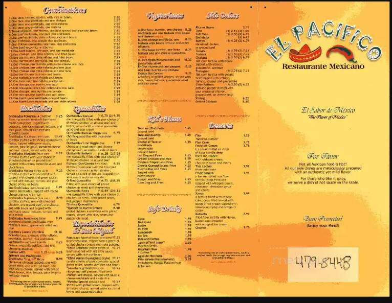 Pacifico Mexican Restaurant - Robbinsville, NC menu_pic