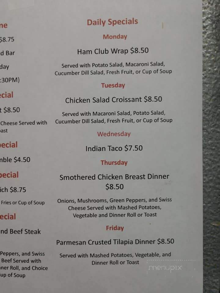 Prairie Inn - Carrington, ND menu_pic