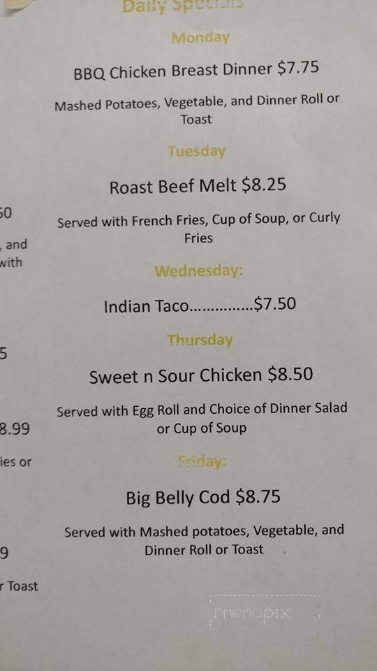 Prairie Inn - Carrington, ND menu_pic