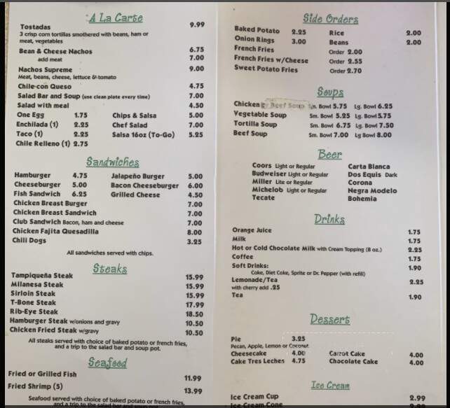 El Patio Restaurant - Presidio, TX menu_pic