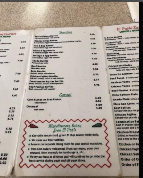 El Patio Restaurant - Presidio, TX menu_pic