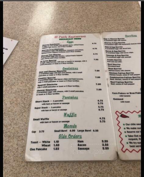 El Patio Restaurant - Presidio, TX menu_pic