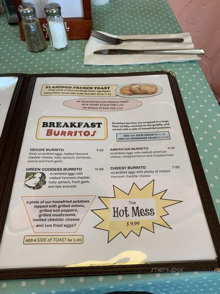 The Flamingo Diner - Brattleboro, VT menu_pic