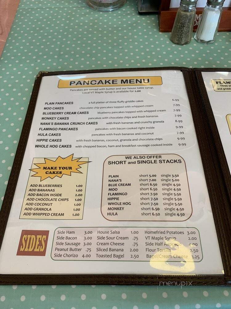 The Flamingo Diner - Brattleboro, VT menu_pic