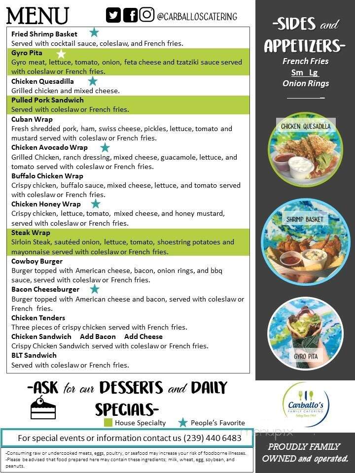 Carballo's Catering - Fort Myers, FL menu_pic