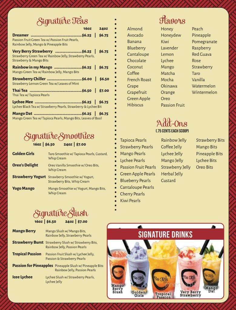 Bo Tea Cafe - Slidell, LA menu_pic