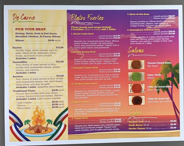 La Fogata 850 - Southport, FL menu_pic