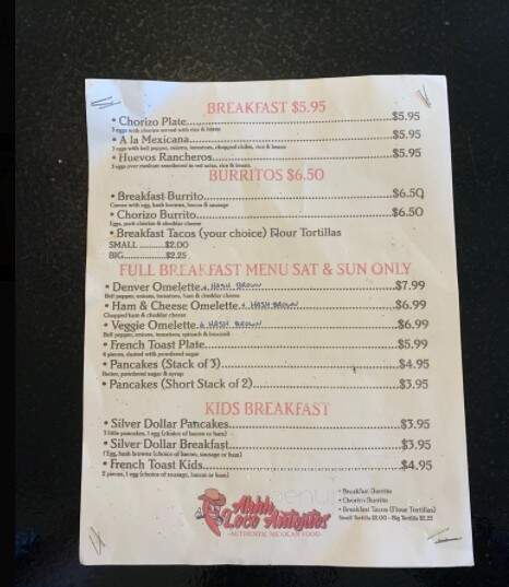 Ahhh Loco Antojitos - Newark, TX menu_pic