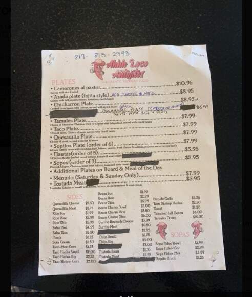 Ahhh Loco Antojitos - Newark, TX menu_pic