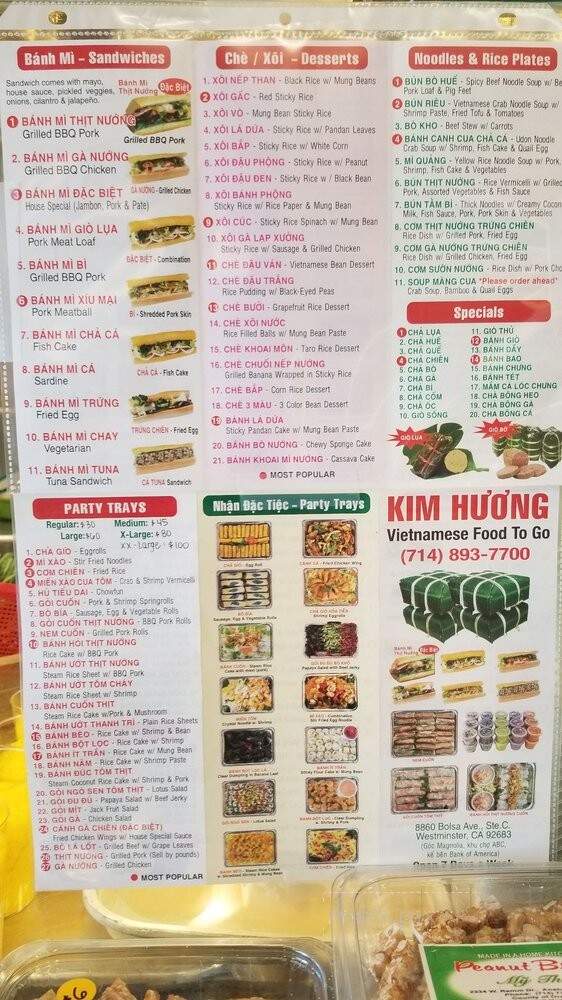 Kim Huong - Westminster, CA menu_pic
