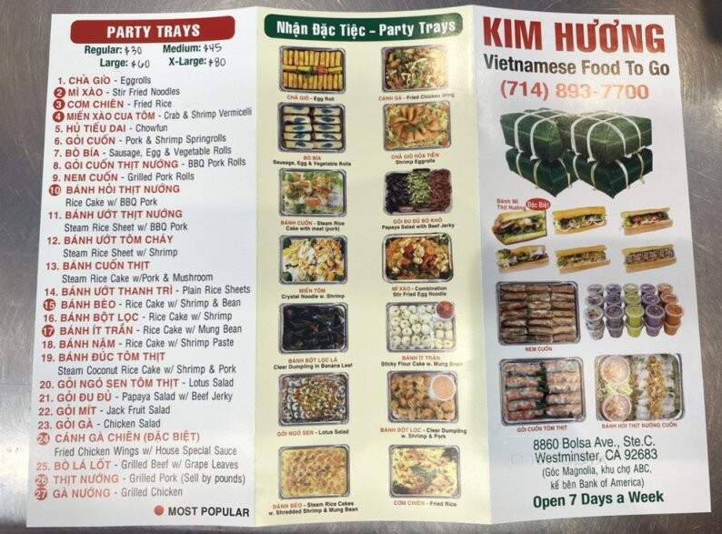 Kim Huong - Westminster, CA menu_pic