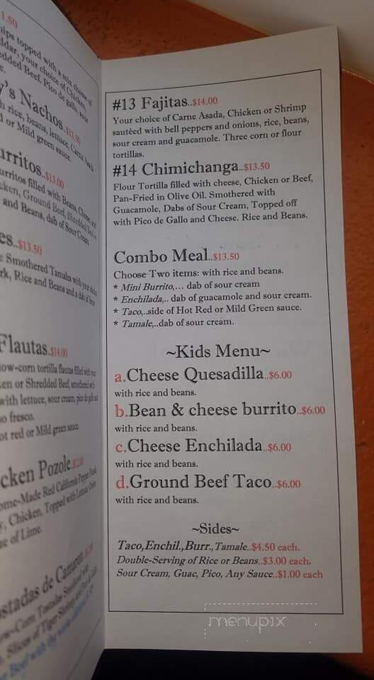 El Zarape - Juneau, AK menu_pic