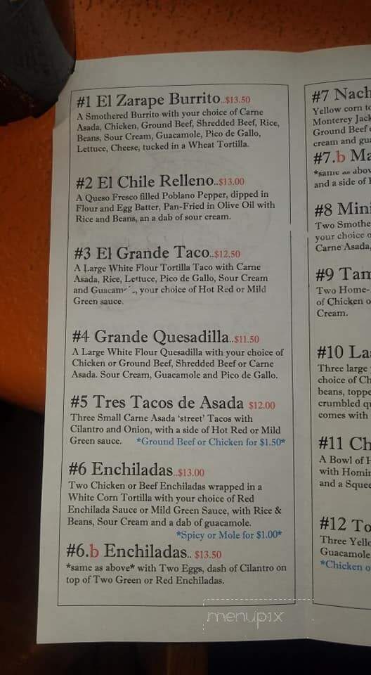 El Zarape - Juneau, AK menu_pic
