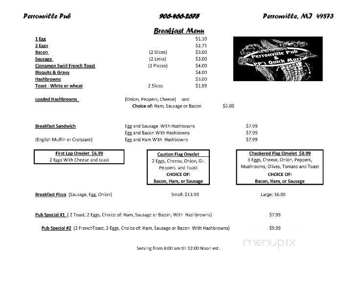 Perronville Pub - Bark River, MI menu_pic