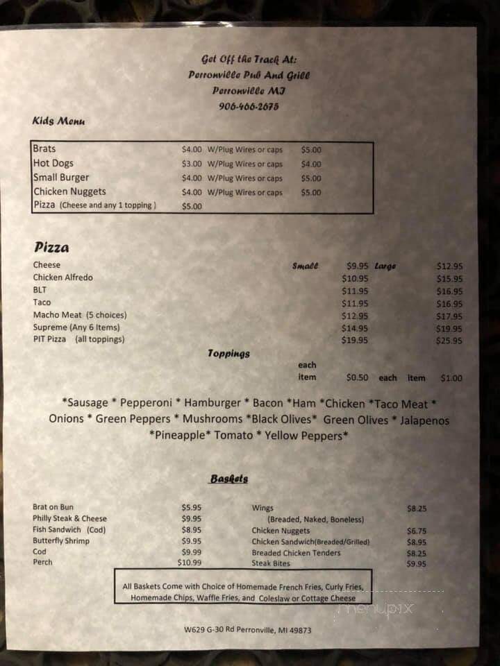 Perronville Pub - Bark River, MI menu_pic