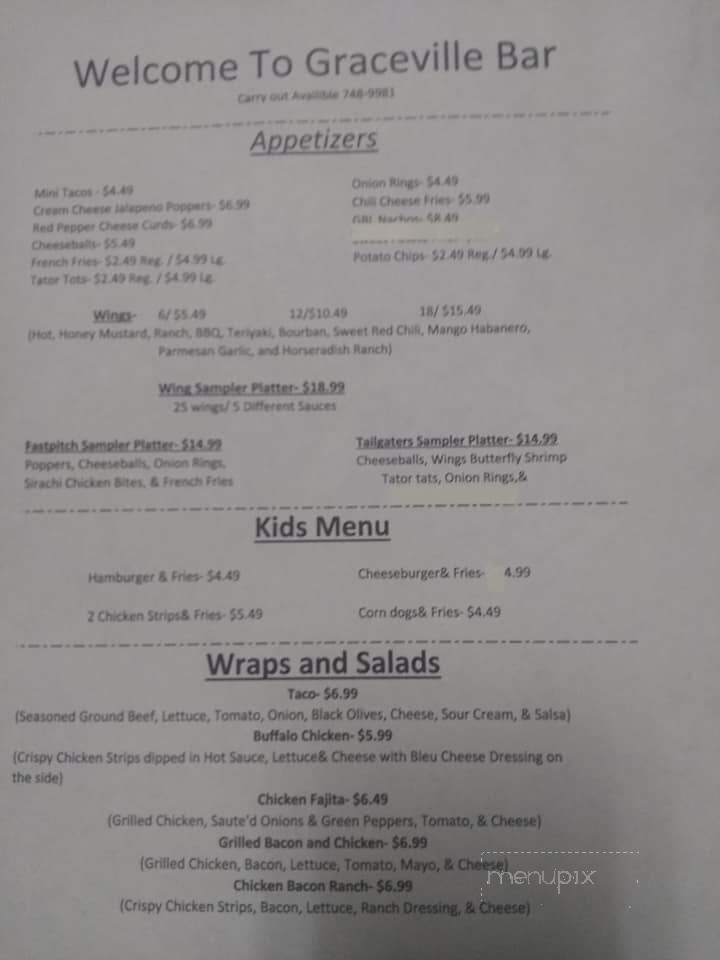 Graceville Bar & Lounge - Graceville, MN menu_pic