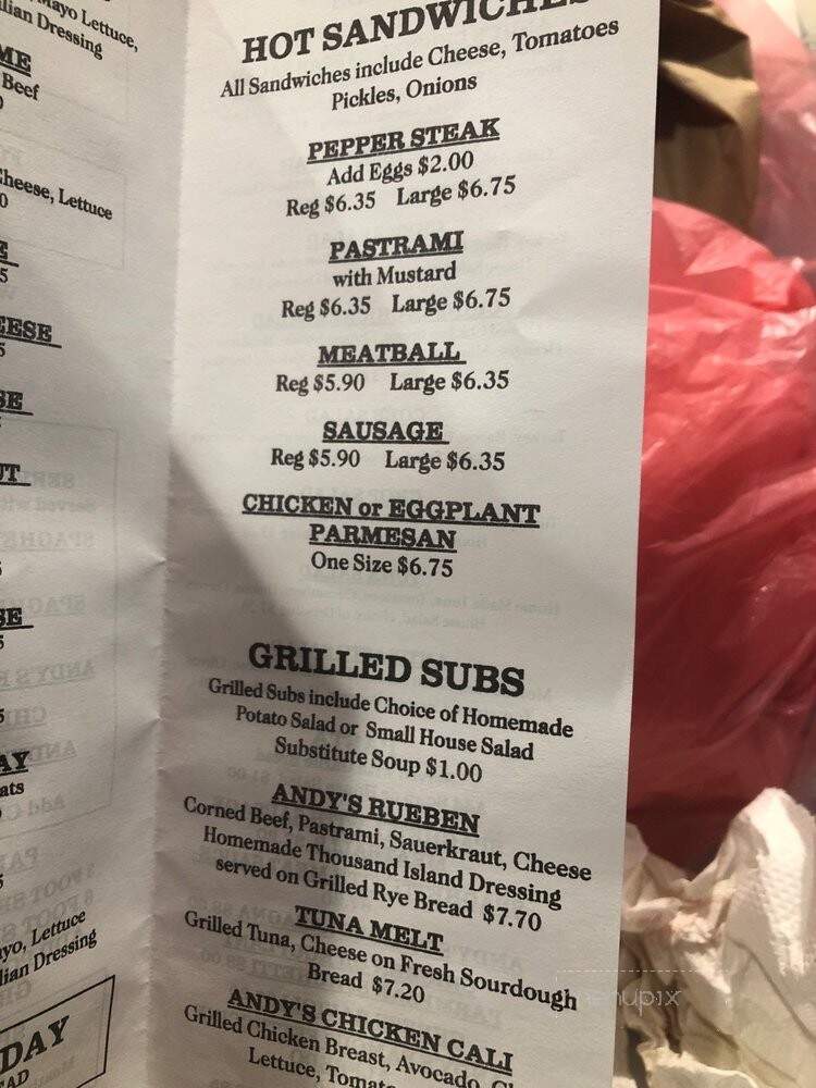Andy's Submarine Sandwich's - Canoga Park, CA menu_pic