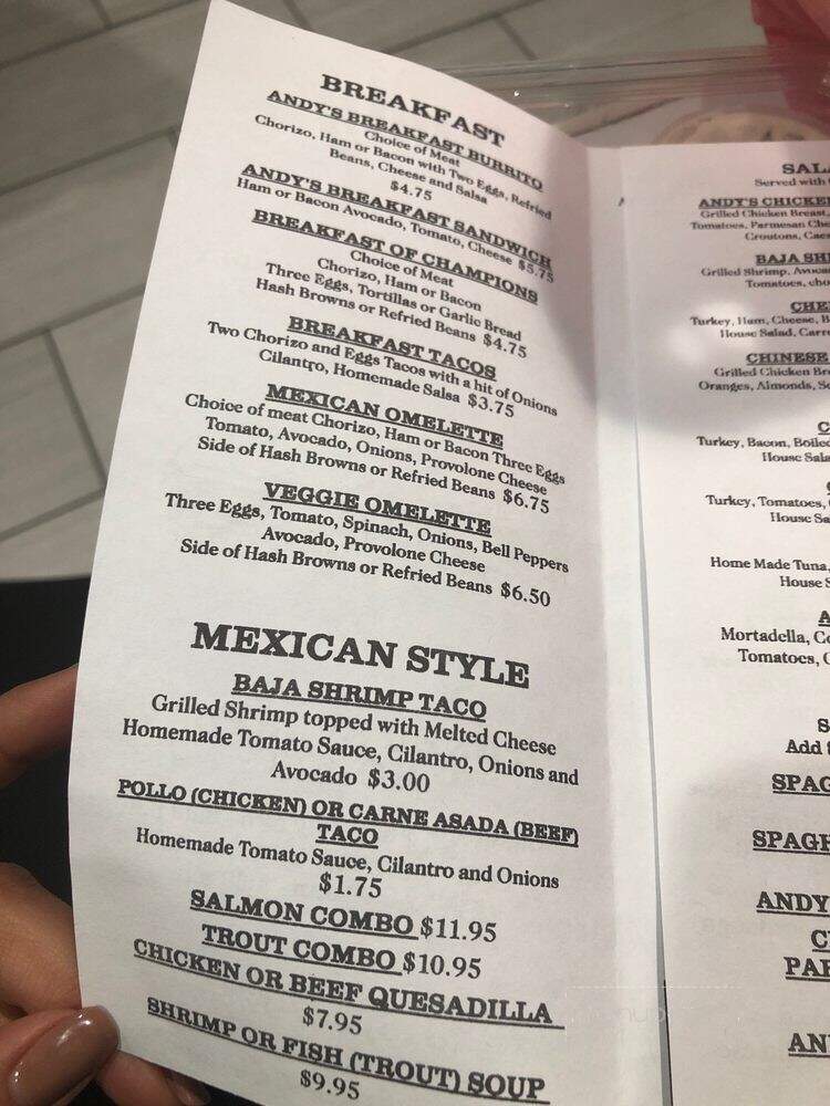 Andy's Submarine Sandwich's - Canoga Park, CA menu_pic
