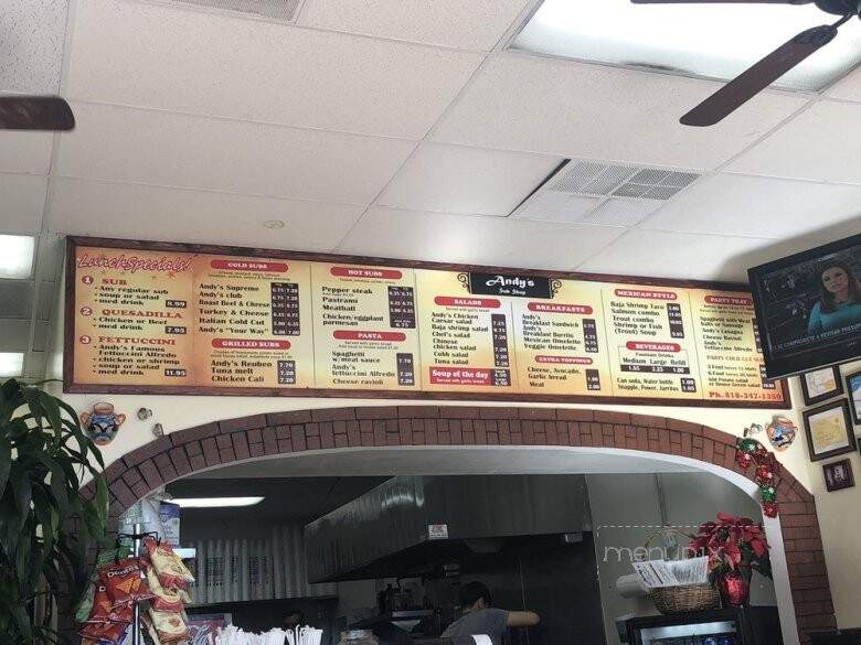 Andy's Submarine Sandwich's - Canoga Park, CA menu_pic