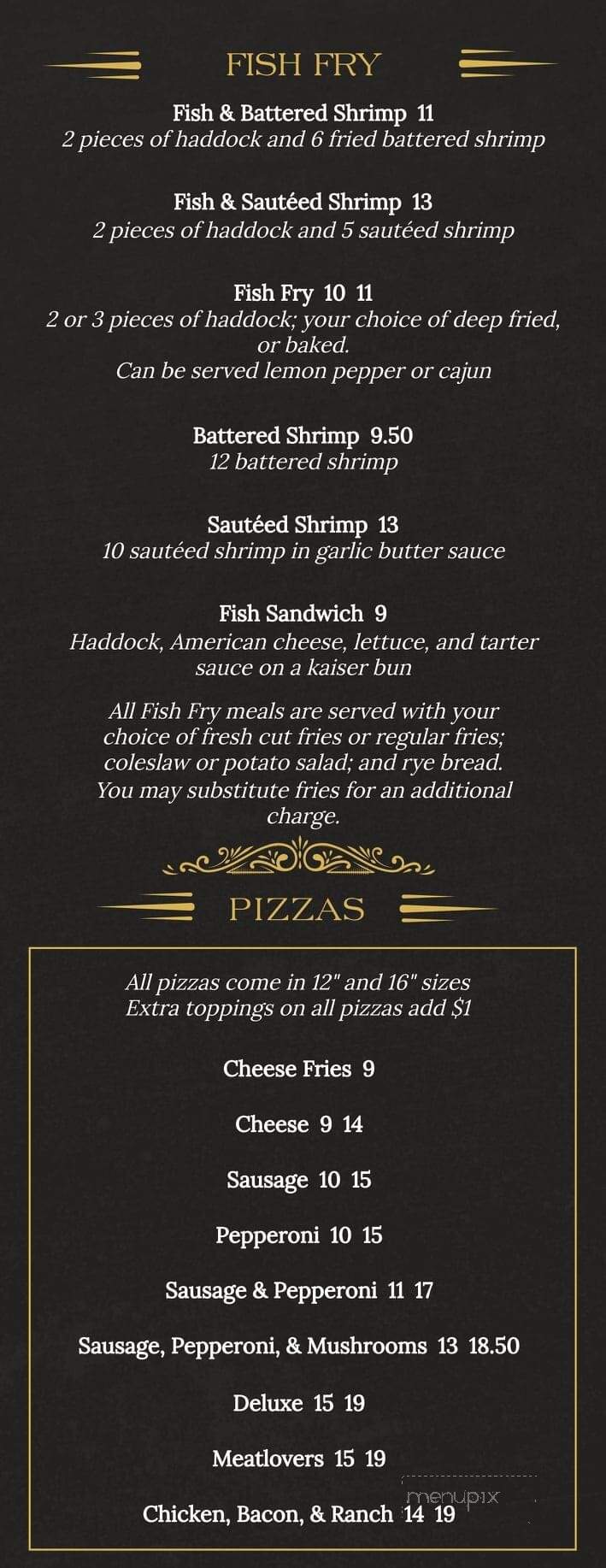 Disher's Range Line Inn - Mosinee, WI menu_pic