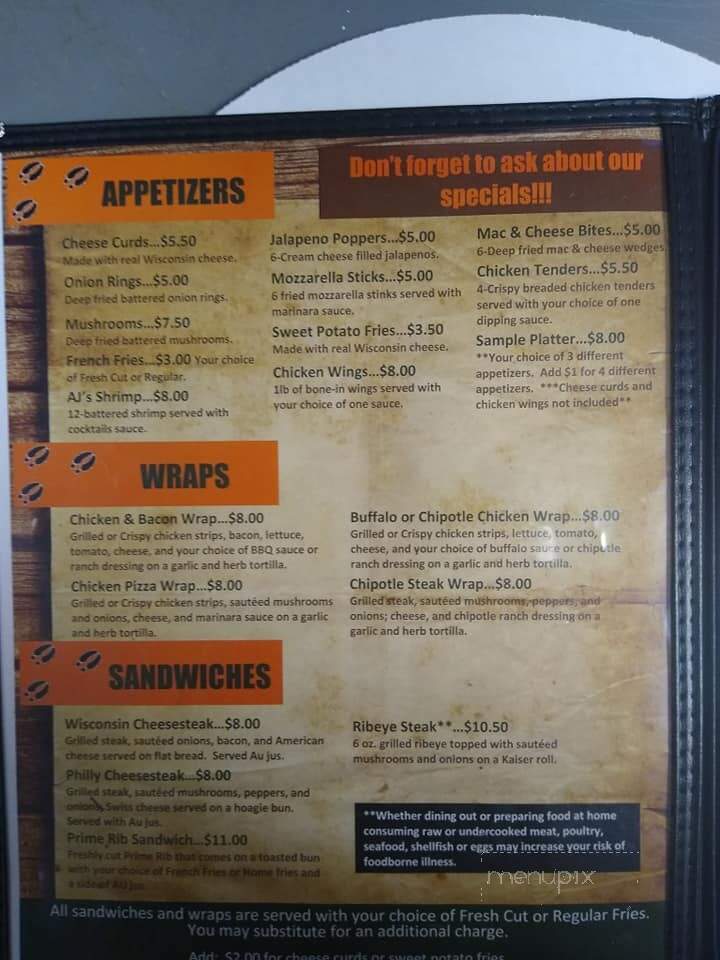 Disher's Range Line Inn - Mosinee, WI menu_pic