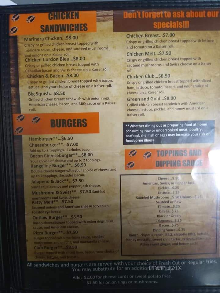 Disher's Range Line Inn - Mosinee, WI menu_pic