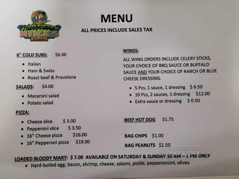 Hurricane Mike's - Sarasota, FL menu_pic