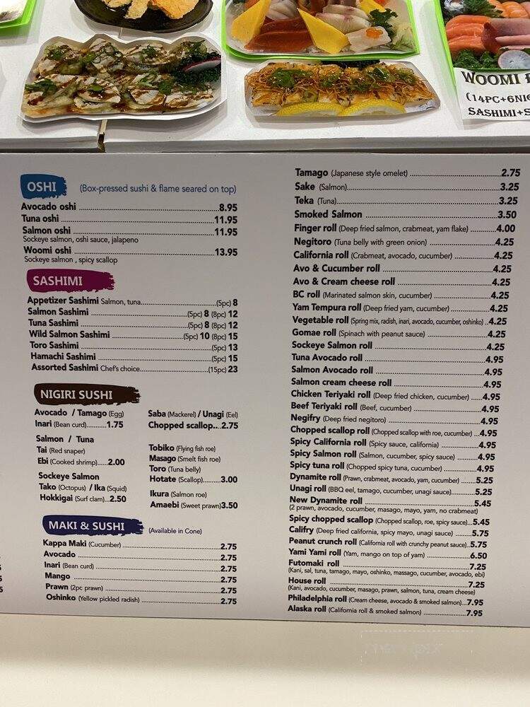 Woomi Sushi - New Westminster, BC menu_pic