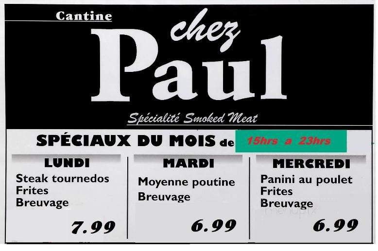 Cantine Chez Paul Enr - Magog, QC menu_pic