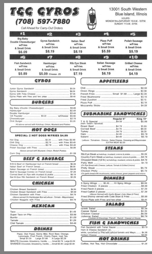T & G Gyros - Blue Island, IL menu_pic