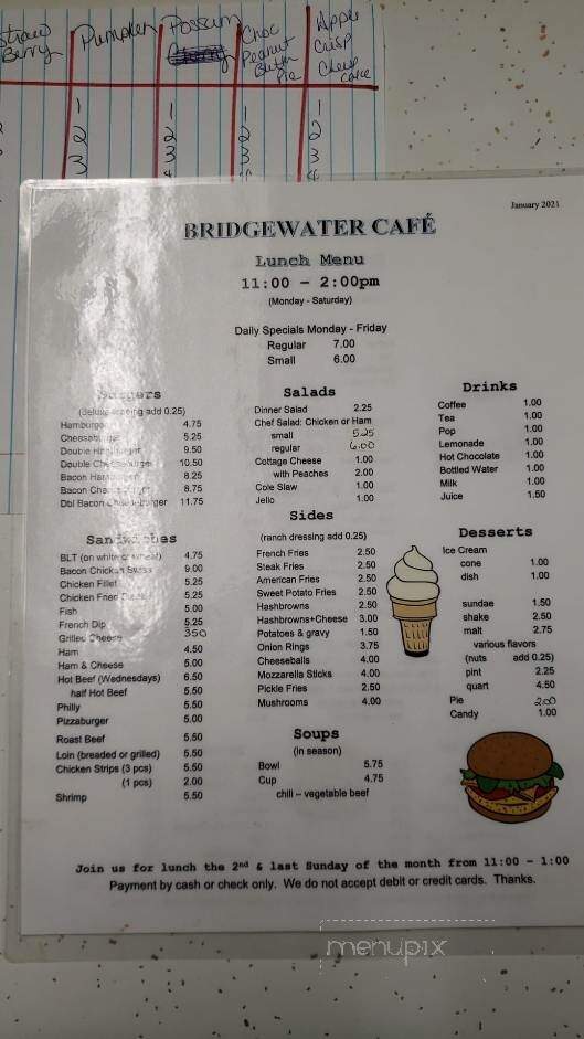 Bridgewater Cafe - Bridgewater, IA menu_pic