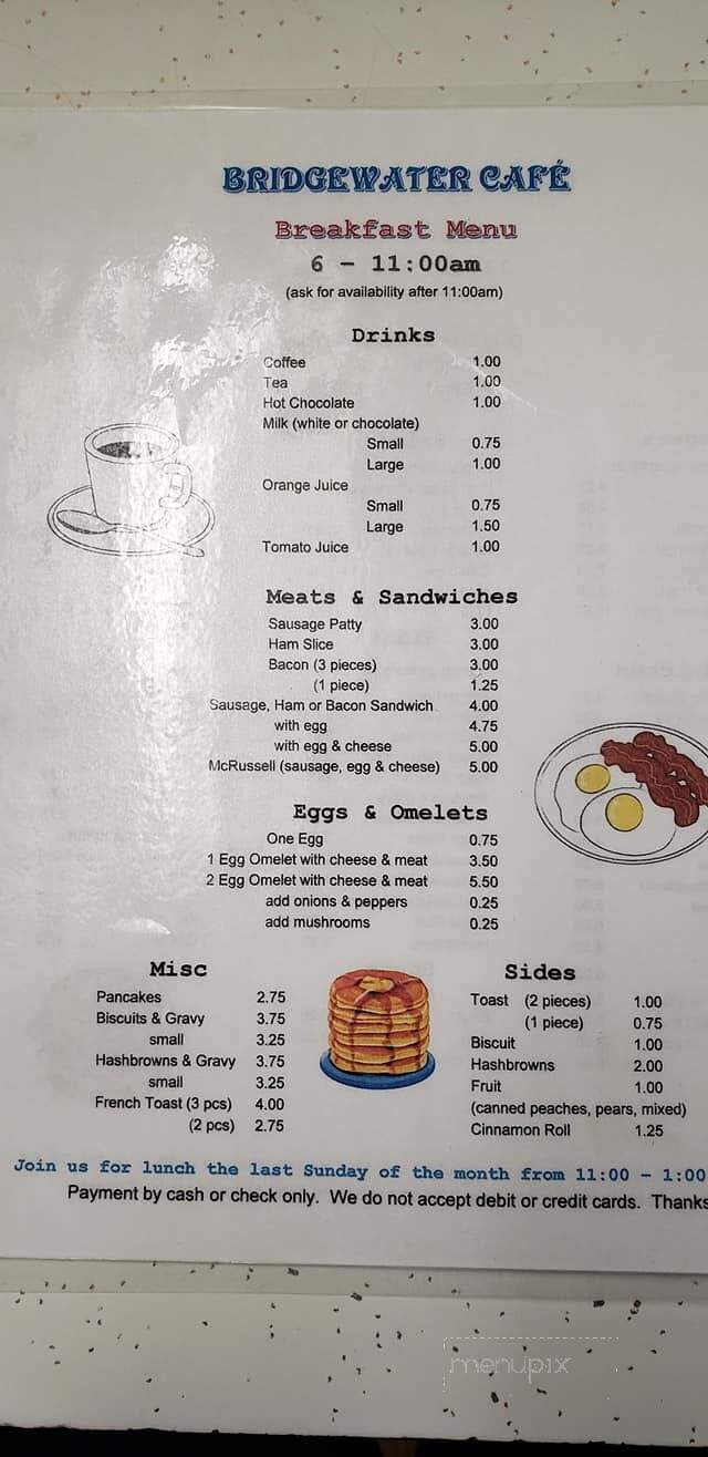 Bridgewater Cafe - Bridgewater, IA menu_pic